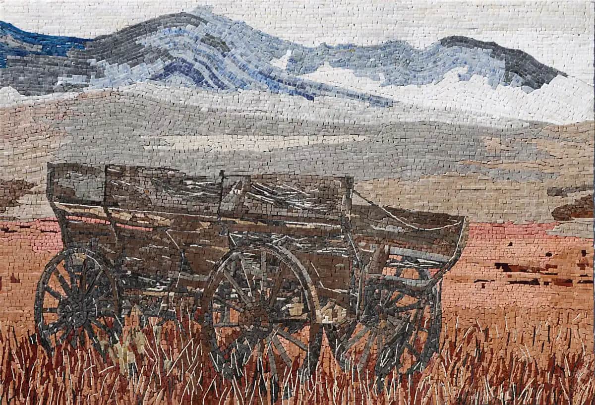 Wagon – Mosaic Designs handmade marble mosaic (Vehicles)