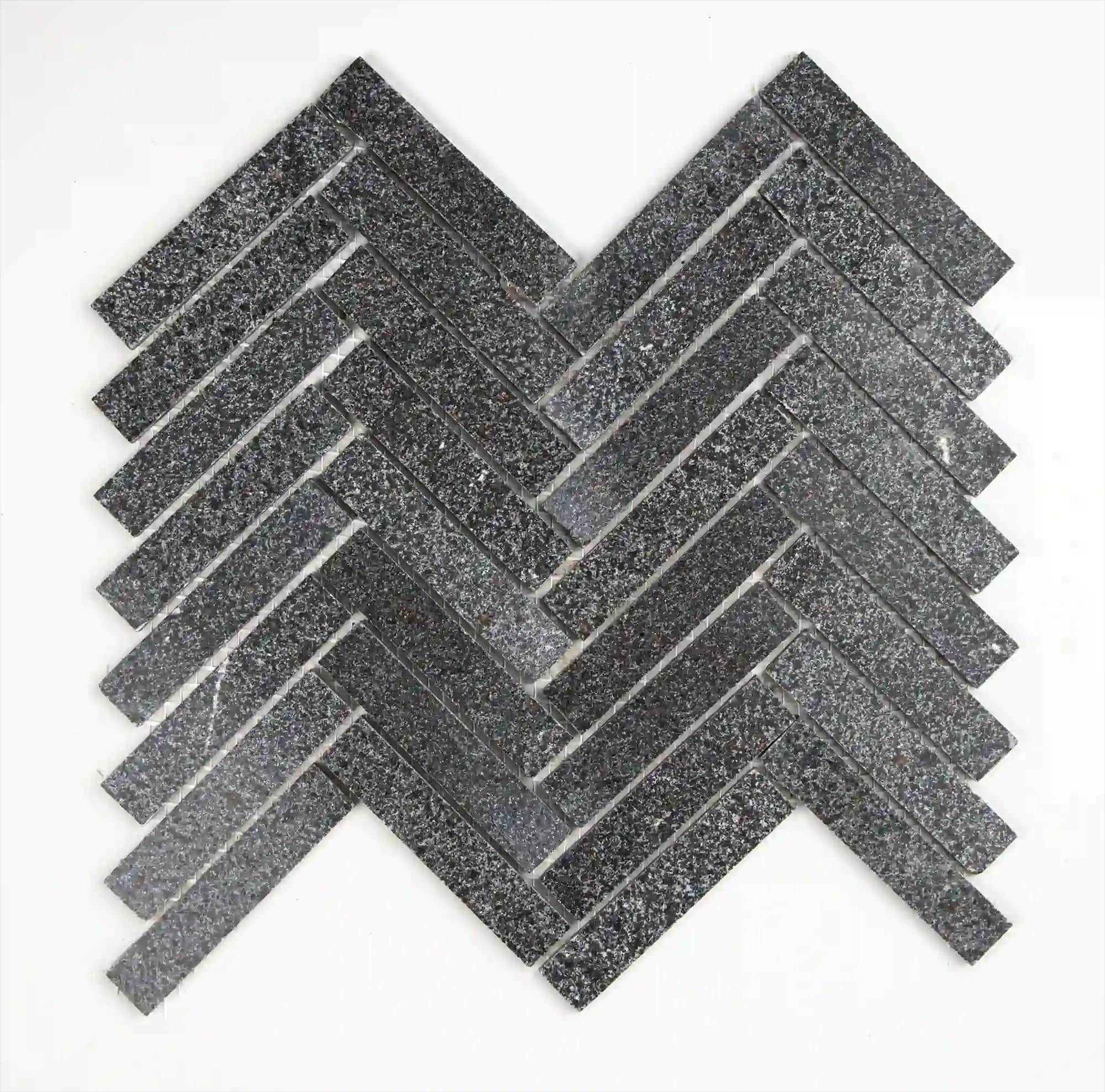 Black Puzzle wall tile in black basalt stone