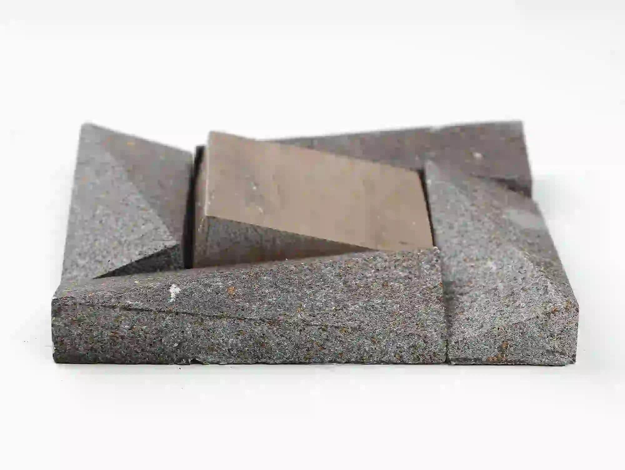 Eddie wall tile in black basalt stone and athena grey marble