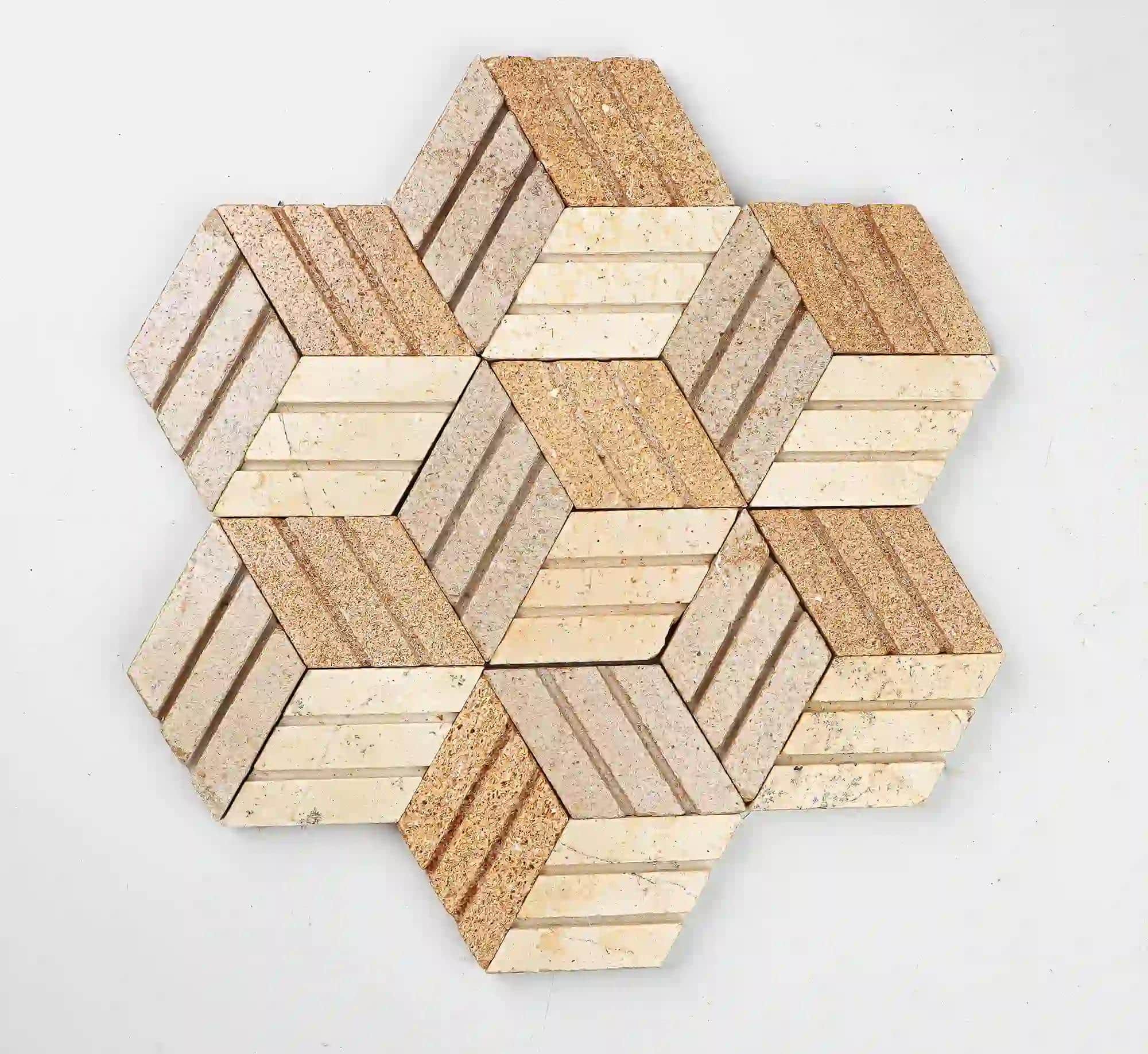 Oatmeal wall tile in turkish grey, lebanese saghbini and tunisian beige stones