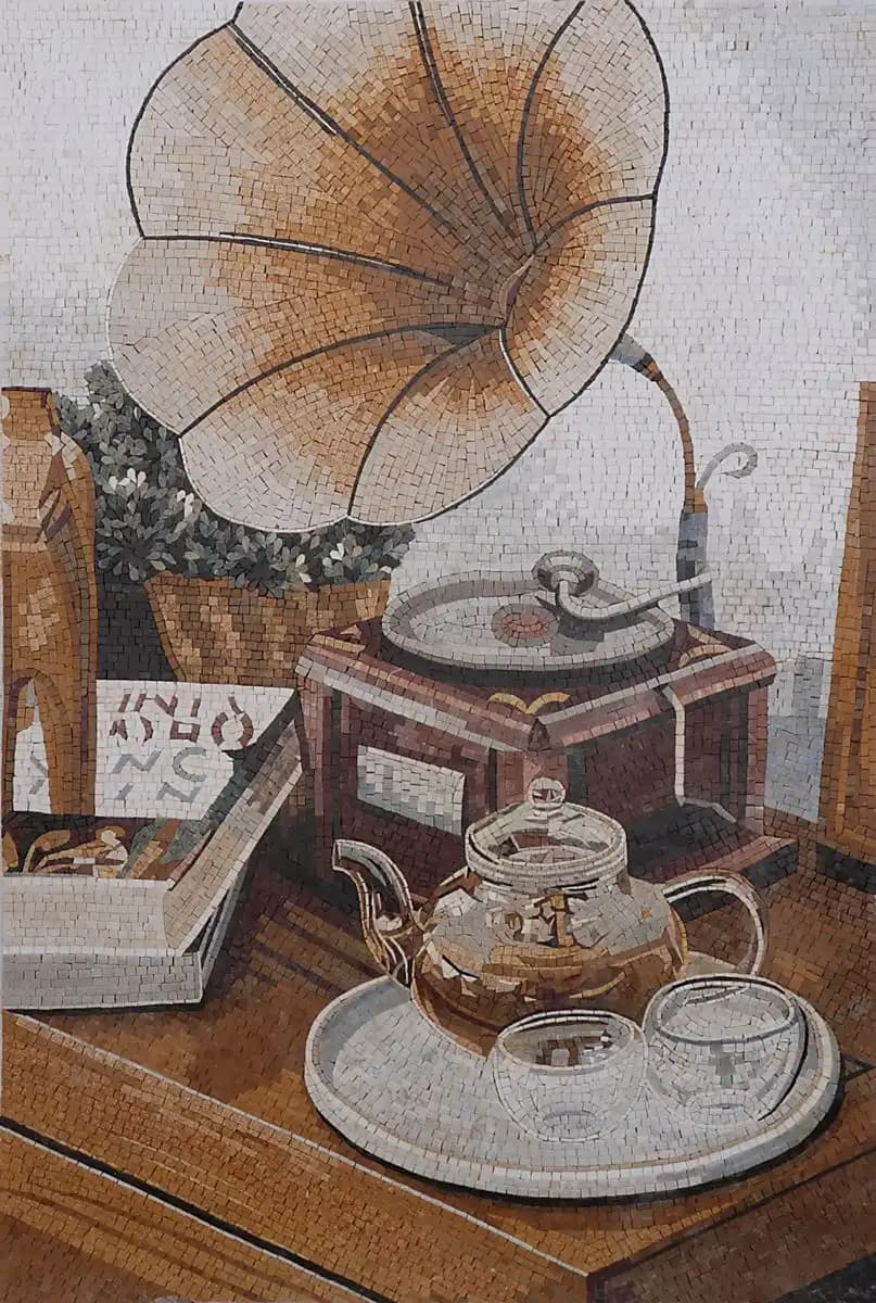 Grandpa’s Tea Time – Mosaic Designs handmade marble mosaic (Architecture)