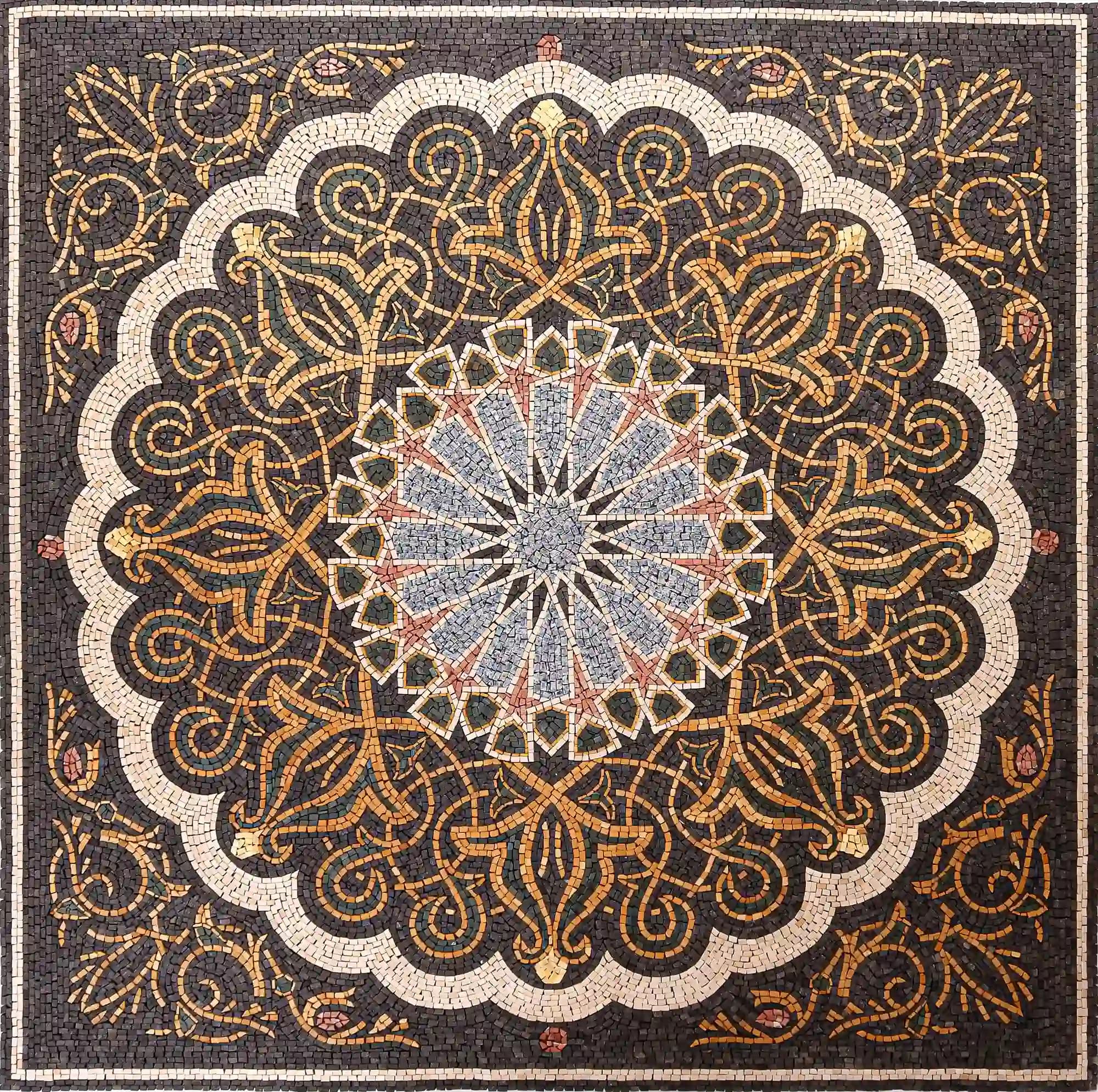 Electric Rhythm handmade marble mosaic (Compass)