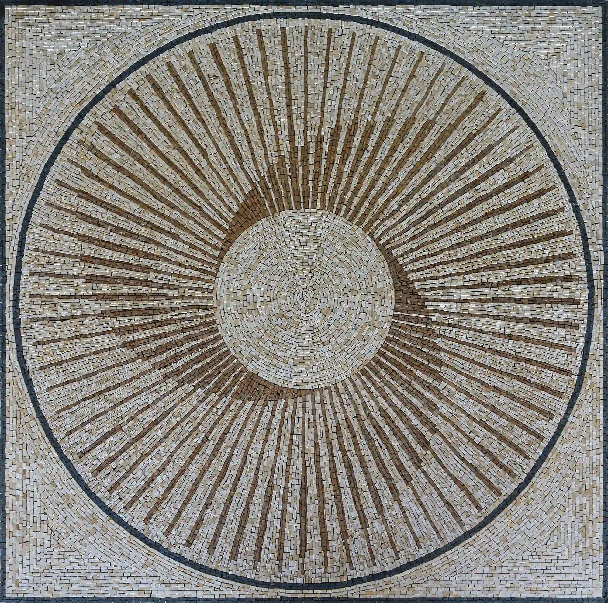 Wheel of Life handmade marble mosaic (Compass)