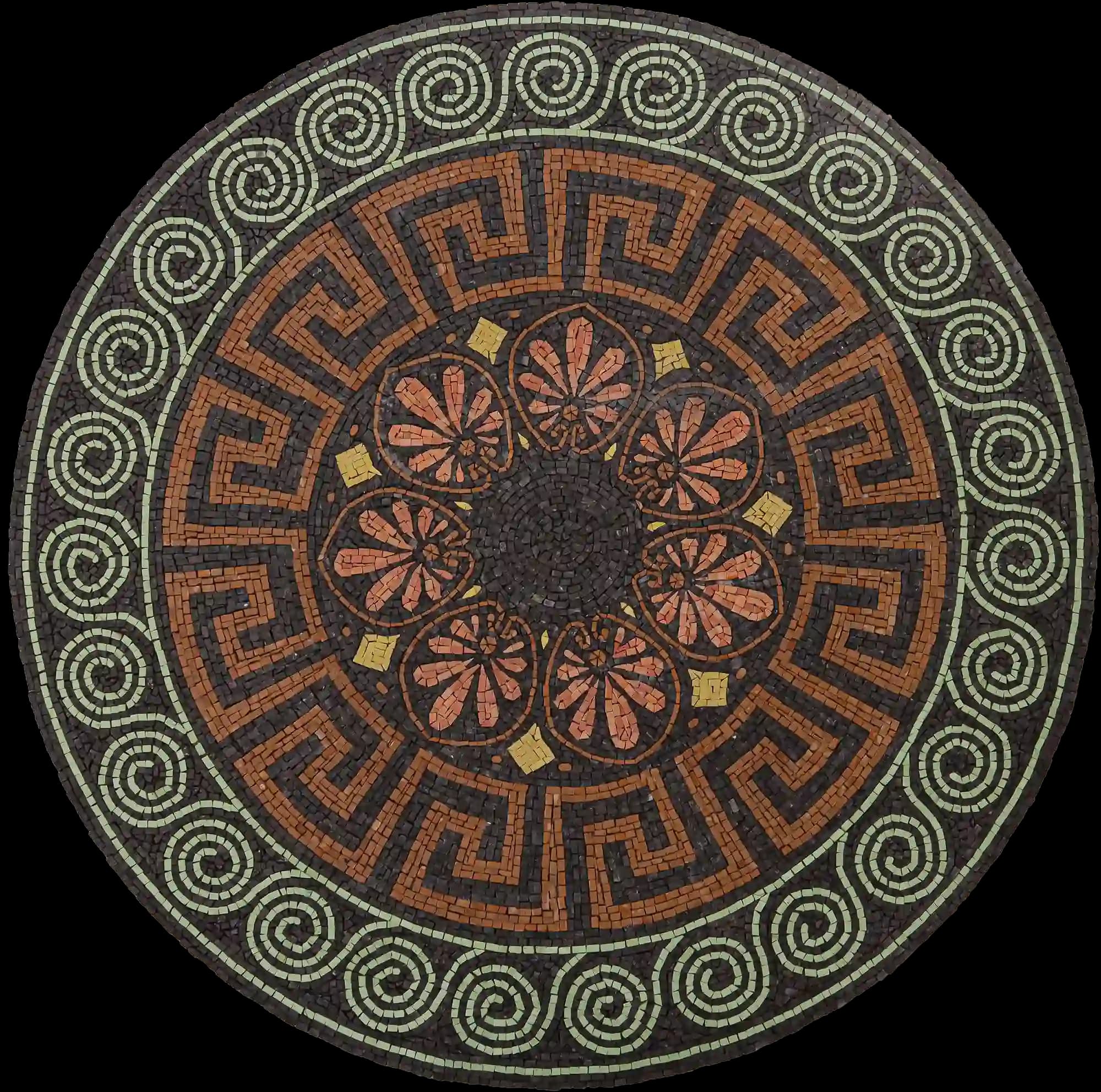 Spiral Geometry handmade marble mosaic (Geometric)