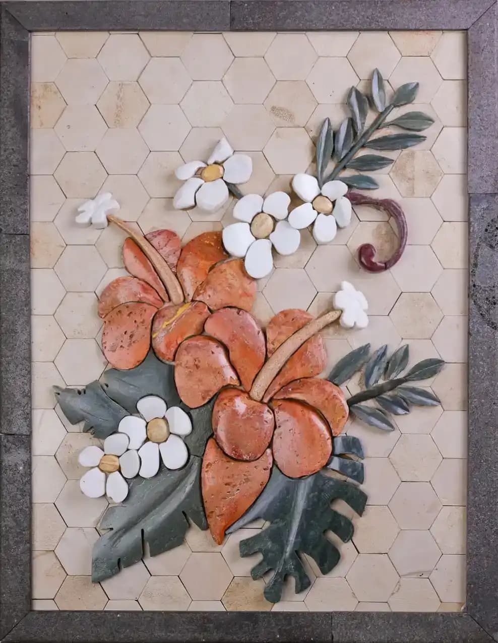 Bouquet handmade marble mosaic (Nature)