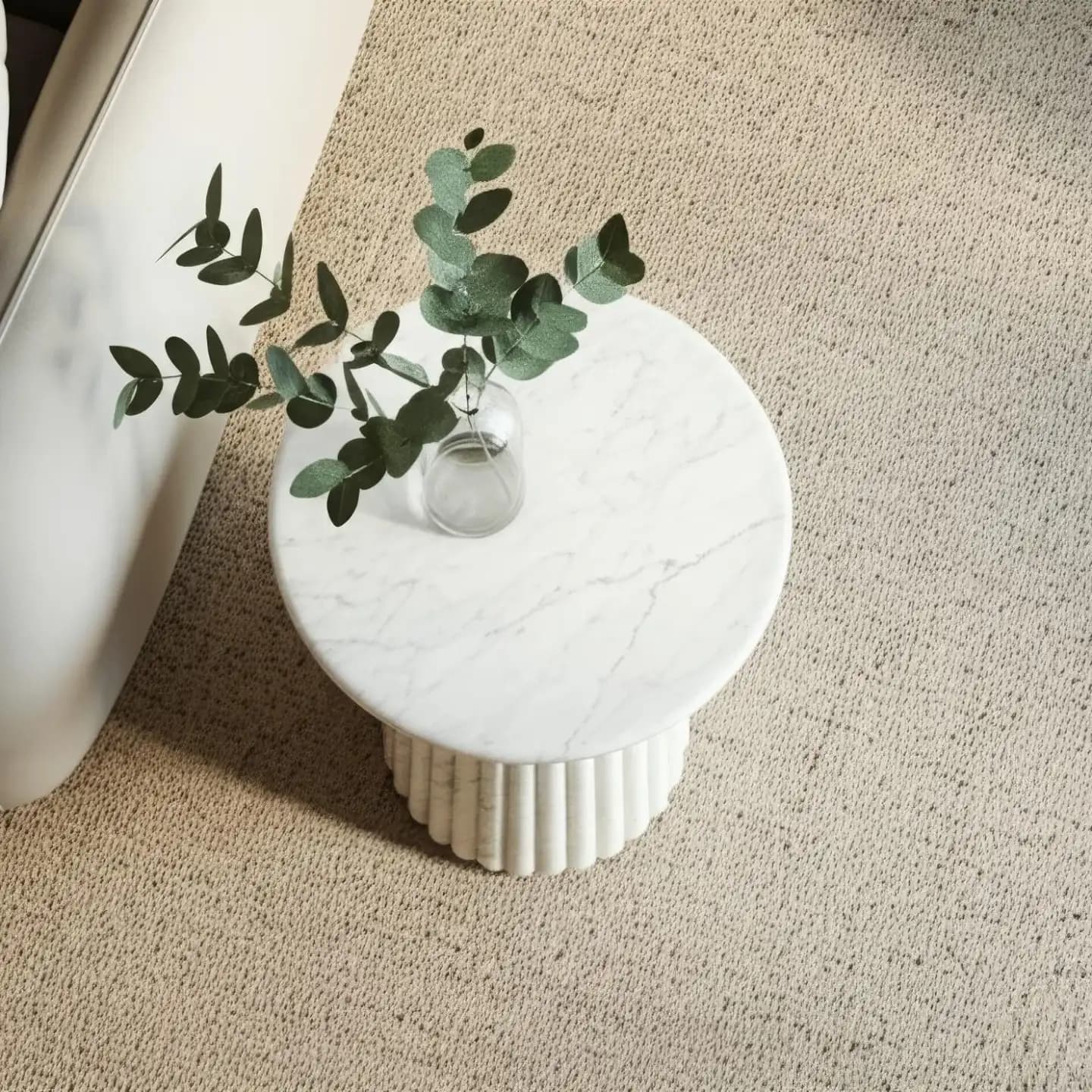 Alternate view 2 of the Fluta fluted marble side table