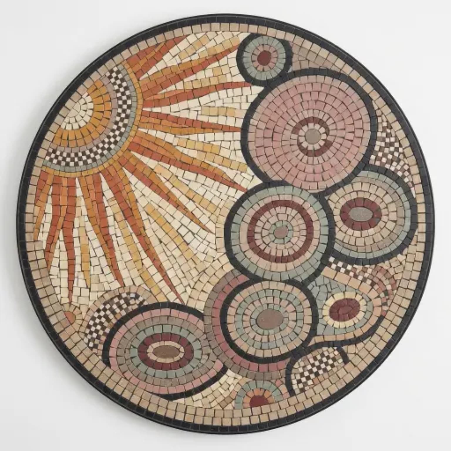 Dawnara terracotta sunburst abstract round marble mosaic