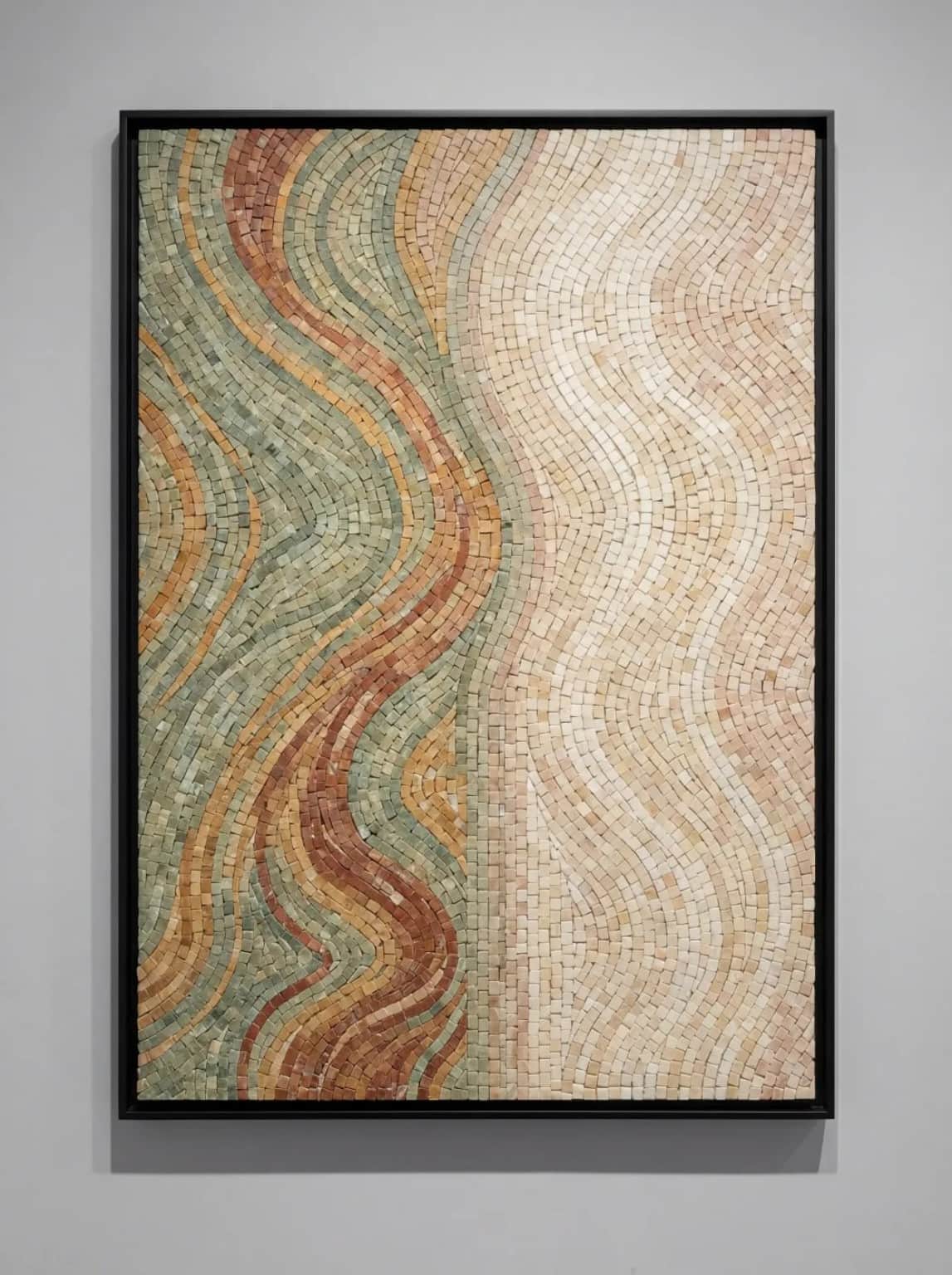 Sorelle sage and ivory abstract marble mosaic wall panel