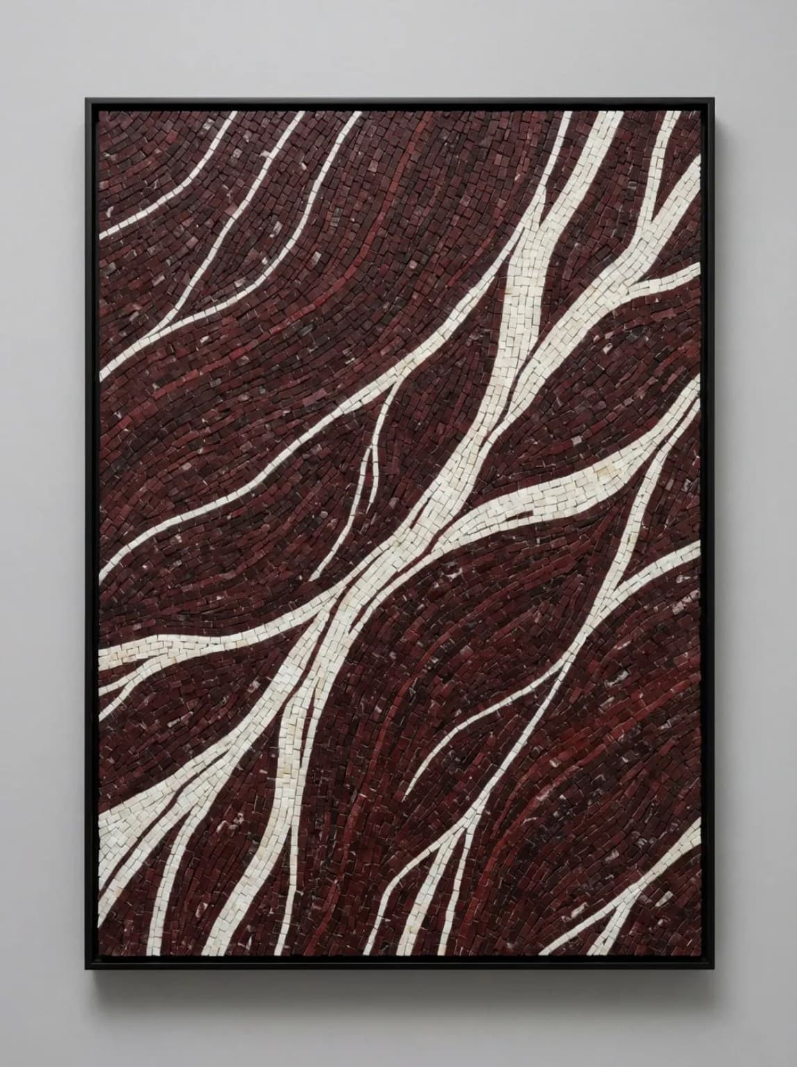 Virel burgundy and ivory abstract marble mosaic wall panel
