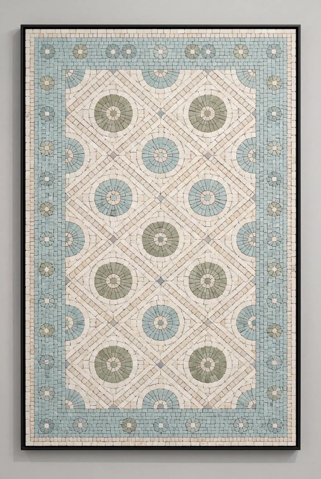 Aquedra blue green geometric marble mosaic panel