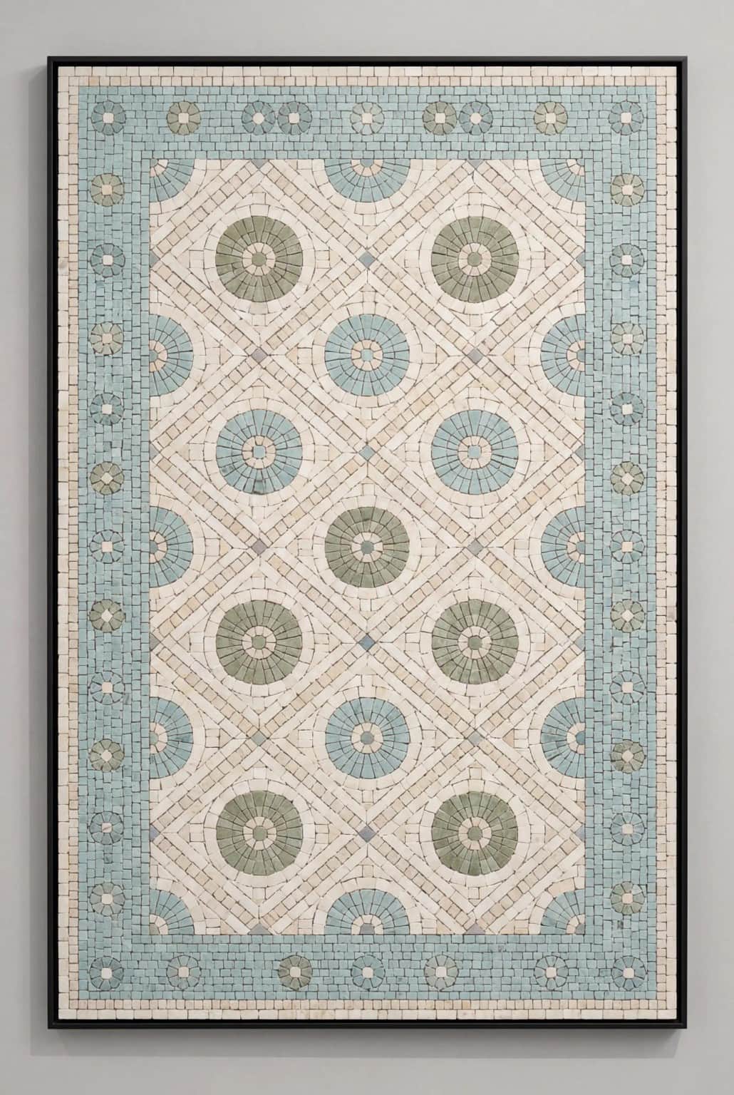 Aquedra blue green geometric marble mosaic panel