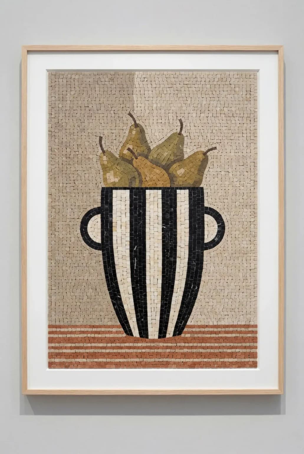 Perenna golden pears in black and ivory striped vessel mosaic