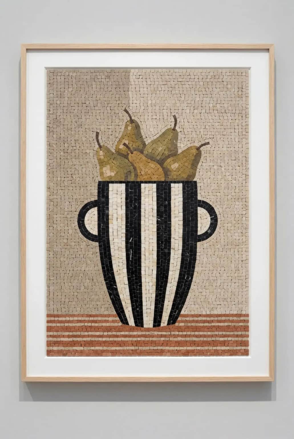 Perenna golden pears in black and ivory striped vessel mosaic
