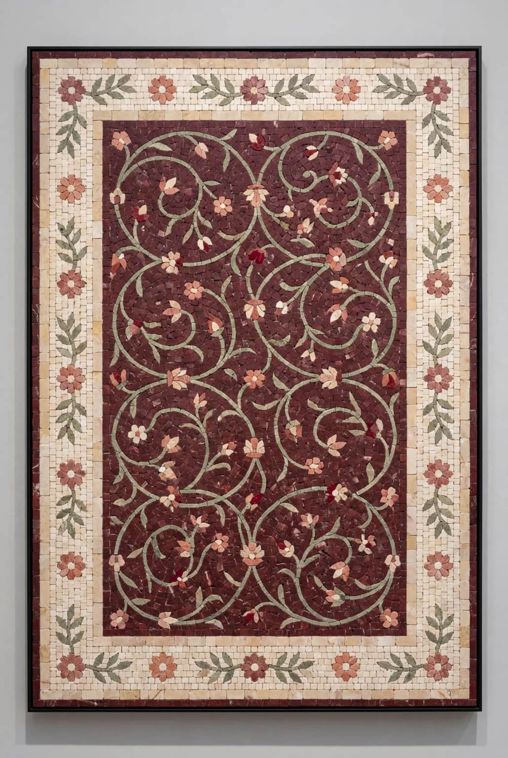 Rossera burgundy botanical marble mosaic panel