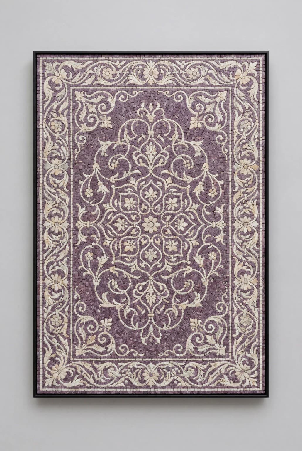 Lavendara purple and ivory ornate marble mosaic panel