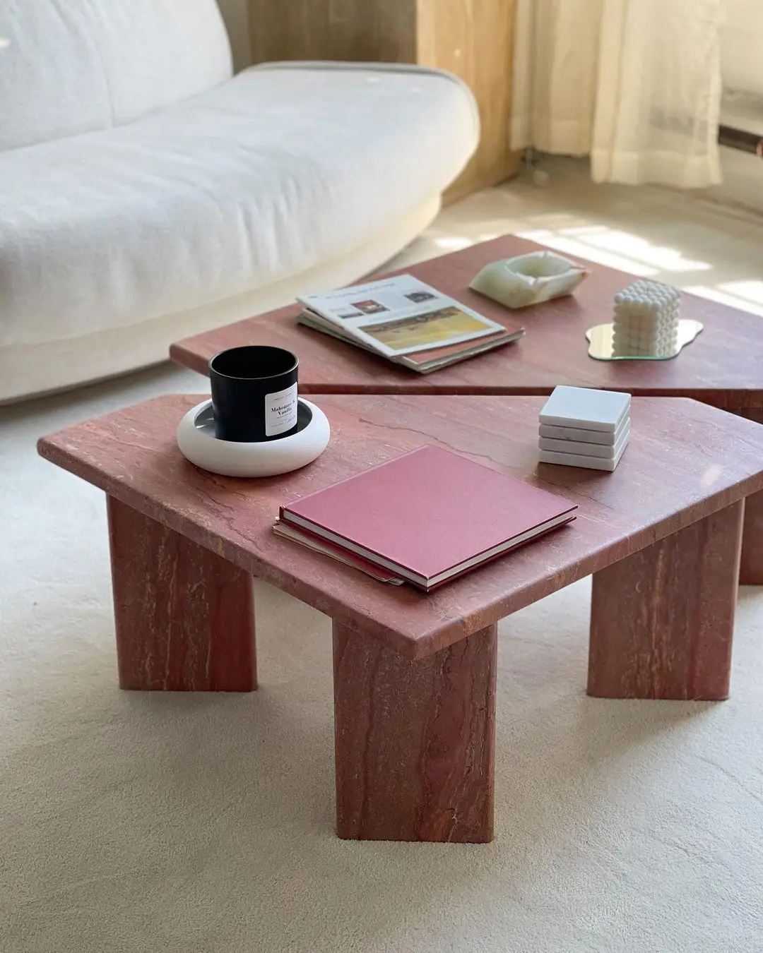 Natural travertine and marble table care