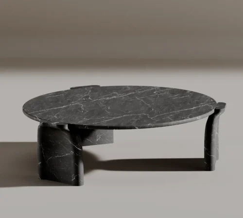 Glade black marble coffee table with sculpted design