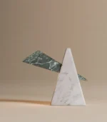 Leathered finish stone lamp — green and white variant