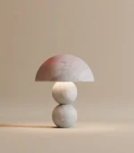 Carrara marble lamp with classic white and silver-grey veining