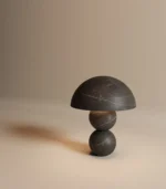 Nero Marquina marble lamp in polished black stone