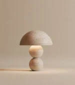 Volta lamp in Travertino marble — warm honeyed finish